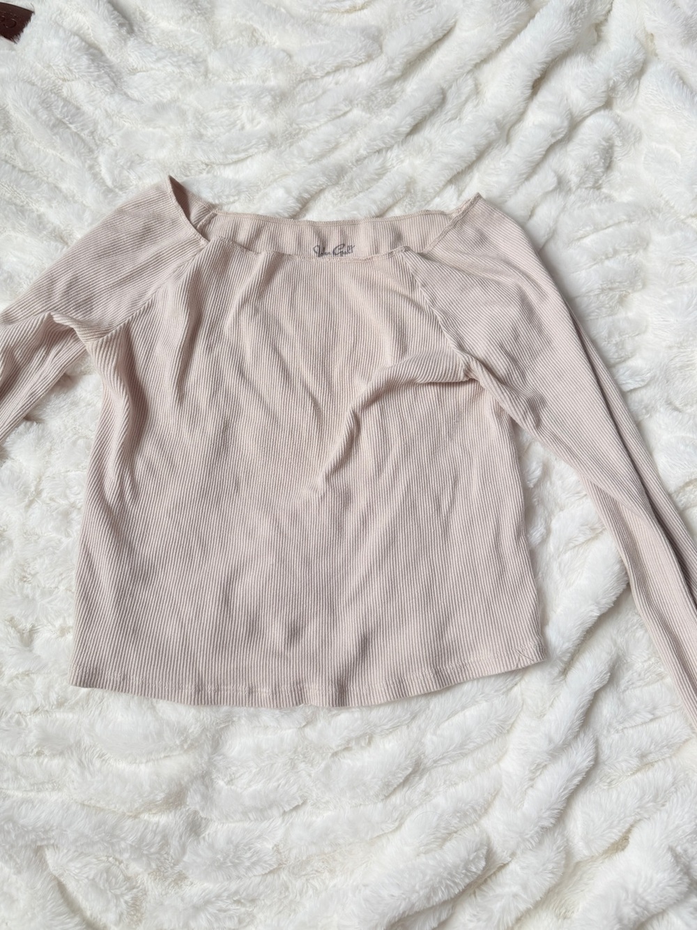 Ribbed Long-Sleeve Top in Light Blush
